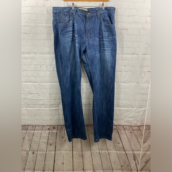 GS 115 Jeans Mens Size 40 Flap Back Pockets Streetwear Y2K Straight Leg Jeans - Picture 1 of 6